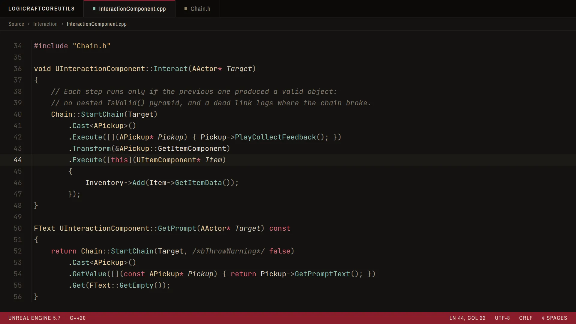 Maybe monad: null-safe chaining without nested IsValid()